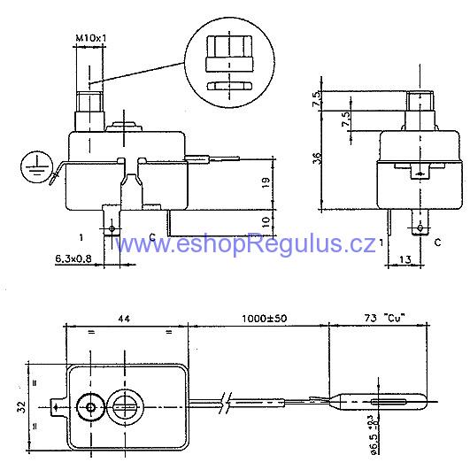 Termostat havarijní, l=1000, 90-110°C 